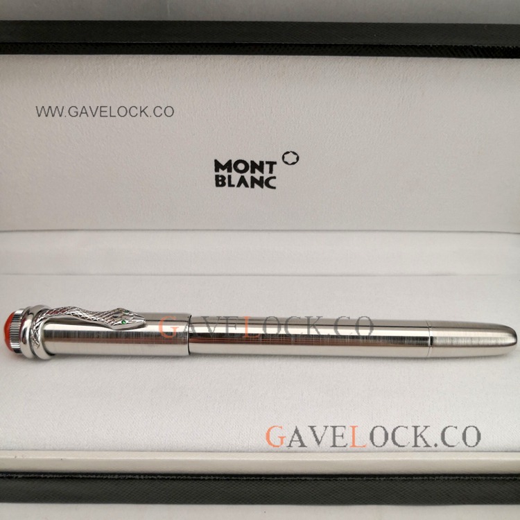 Best Copy Mont blanc Rouge Et Noir Rollerball Pen All Silver